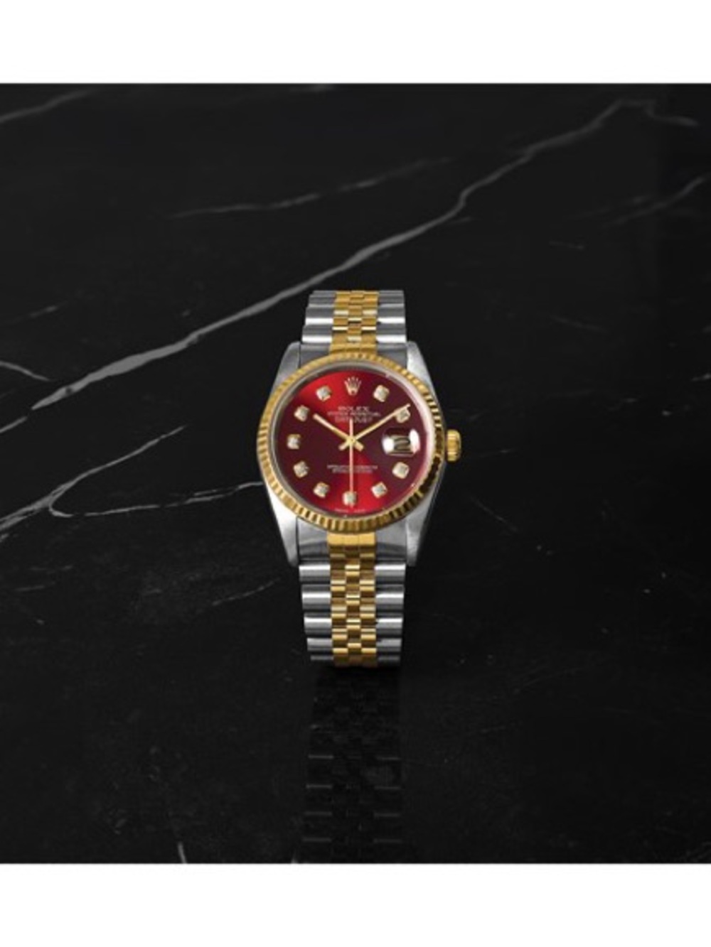 Pre-Owned Rolex 36mm Datejust - Custom Red Diamond Dial & 18k Gold Fluted Bezel